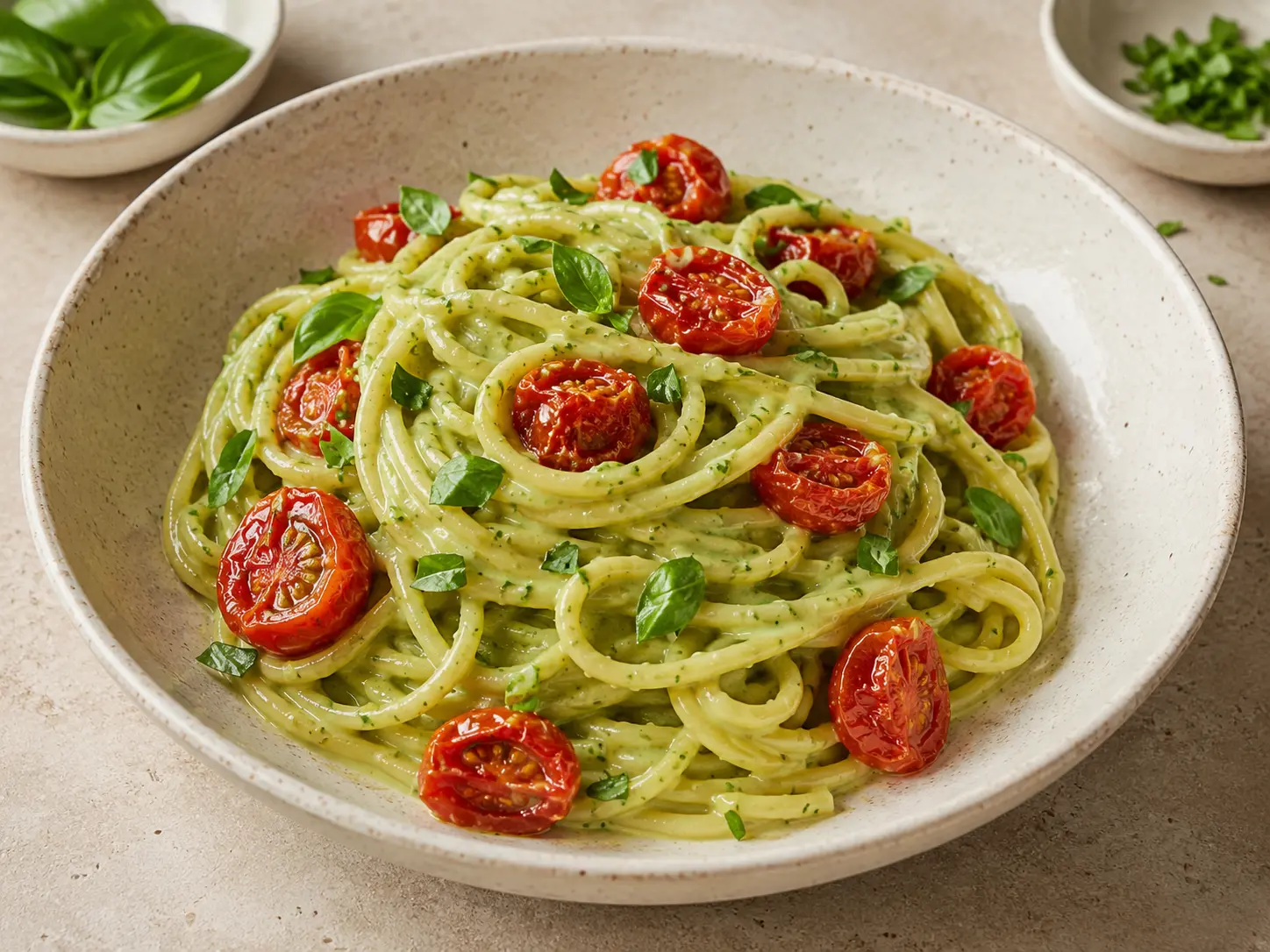 Pasta cremosa con salsa de palta